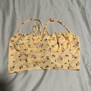 yellow, floral crop top